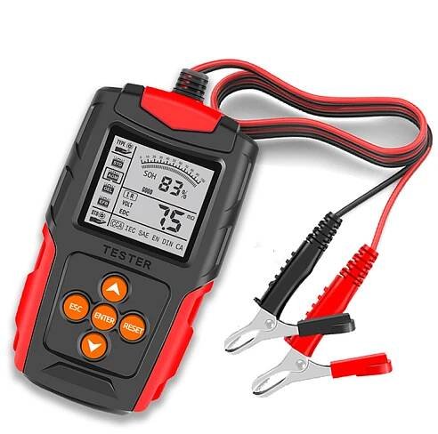 * 12V 24V Battery Tester FBT-200 - Digital Battery Analyzer with 2.7&*; LCD, CCA & Internal * Measurement for Wet/GEL/SLA/Flooded/EFB/AGM