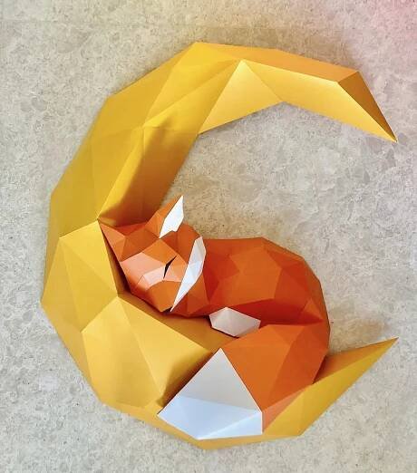 Buy Fox Papercraft,Paper Sculpture Kit,Origami Fox,3D Paper Craft Kit