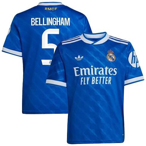 Real Madrid adidas Third Shirt 2025-26 - Kids with Bellingham 5 printing