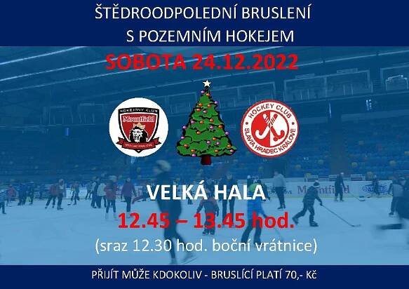 Pozvánka na Štědroodpolední bruslení s pozemním hokejem - HC Slavia Hradec Králové