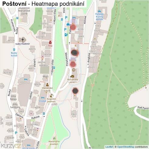 Mapa Poštovní - Firmy v ulici.