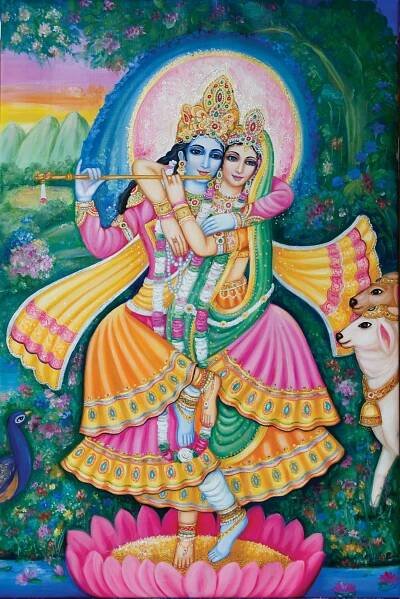 TANZENDE RADHA& KRISHNA - LEINWANDDRUCKE