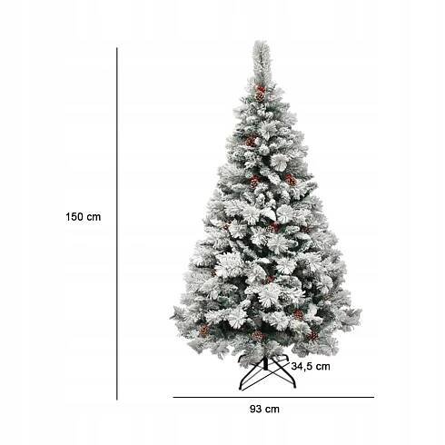 Umělý, elegantní, zasněžený vánoční stromek, 150 cm Barva bílá
