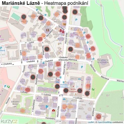 Mapa Mariánské Lázně - Firmy v části obce.