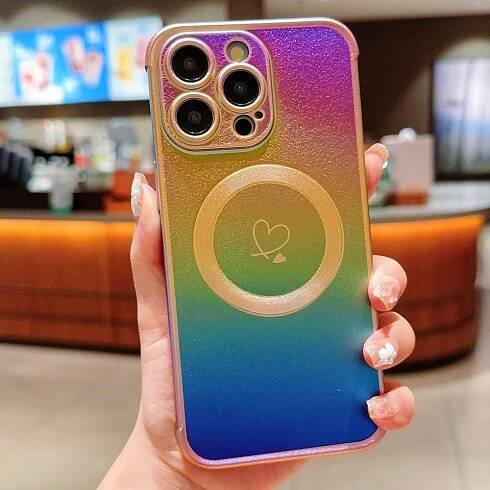 Kryt na iPhone 13 Pro Srdíčko s podporou MagSafe duhový