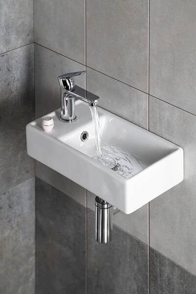 Sapho MINOS keramické umývátko 40x22cm, baterie vlevo, bílá 4759