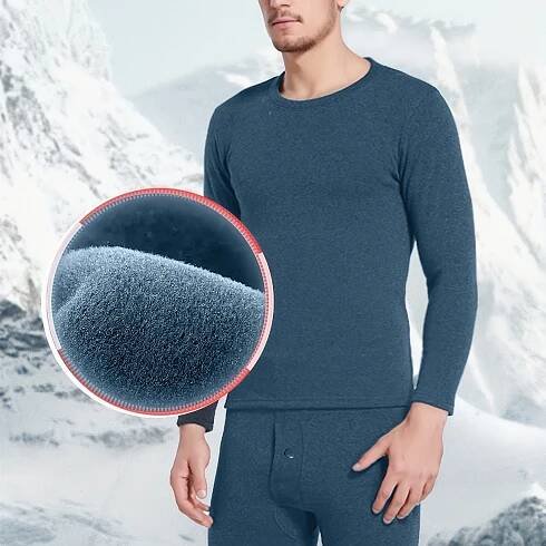 Pánské plyšové teplé pyžamo, s dlouhým rukávem, zesílený dvoudílný domácí *, pohodlné, teplé, elastické a těsně padnoucí sportovní spodní košile