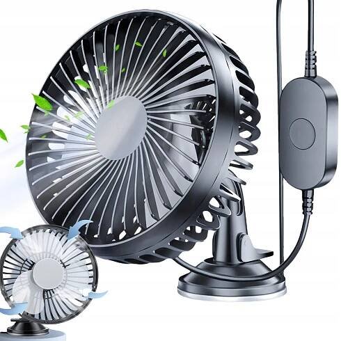USB VENTILÁTOR DO AUTA, OTOČNÝ VENTILÁTOR, SILNÝ DO AUTA S PŘÍSAVKOU