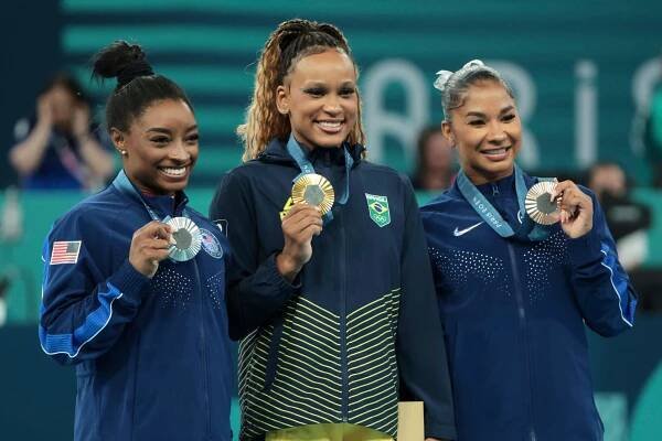 Simone Biles, Rebecca Andrade and Jordan Chiles