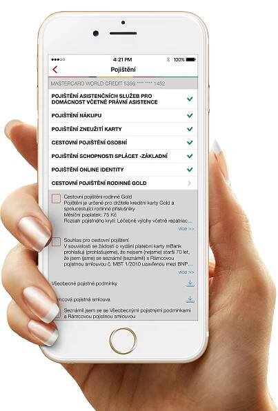Karetní pojištění nově i v mobilní aplikaci | mBank.cz