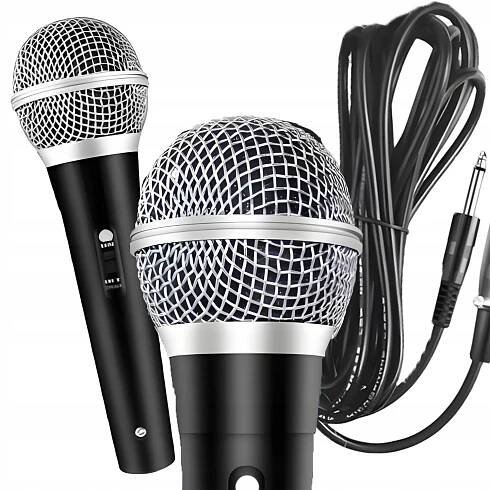 MIKROFON DYNAMICKÝ DRÁTOVÝ KARAOKE ESTRÁDNÍ KOVOVÝ PRO DJ KABEL 3m