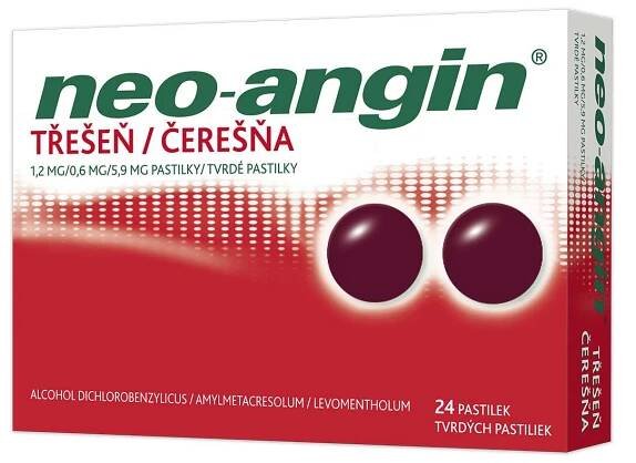 Neo-angin bez cukru Třešeň 24 pastilek