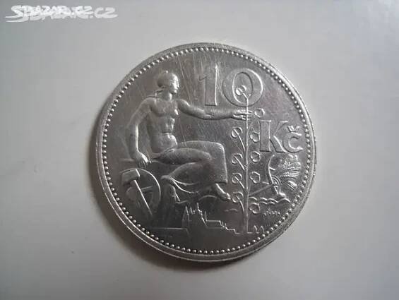Ag 10 Kč mince, rok 1932