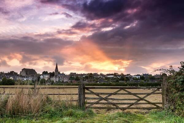 Sunrise over Malmesbury, Wiltshire.