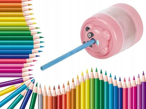 Baterie. Elektrické ořezávátko na tužky a pastelky USB růžové 4