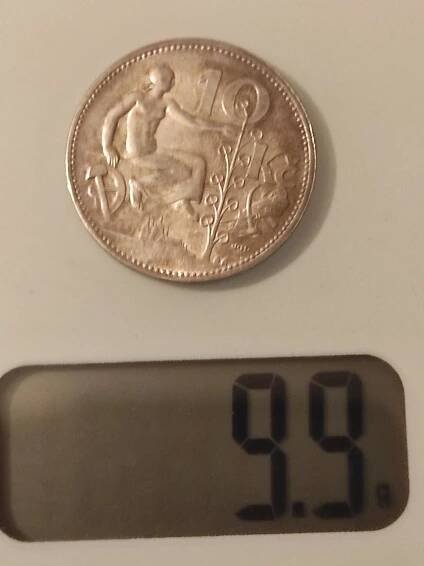 Stříbrná mince 10 kč 1930