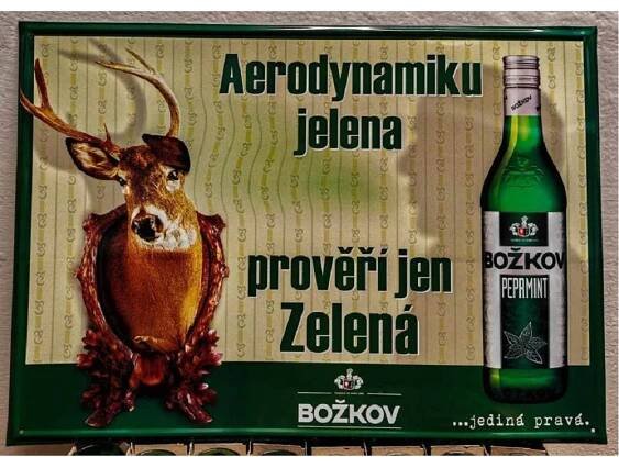 Plech cedule Božkov Peprmint Areodynamika jelena - Suvenýry | JASO