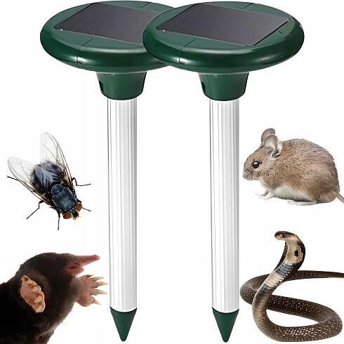 2X SOLÁRNÍ ODPUZOVAČ KRTKŮ MYŠÍ KRYSY, HLODAVCI, KUNY, ZVUK, VIBRACE