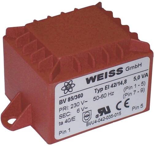 Weiss Elektrotechnik 85/361 transformátor do DPS 1 x 230 V 1 x 9 V/AC 5 VA 556 mA