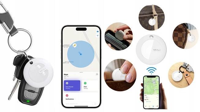 GPS lokátor 3x MiTag MiLi pro iOS + 3x Pouzdro Přívěsek Na Klíče na batoh na klíče psa za 906.00CZK - Allegro