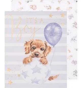 Přání k narození dítěte "Bouncing Boy" Wrendale Designs – štěňátko