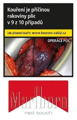 Kartonové balení tvrdá krabička cigarety s filtrem Marlboro Red touch kolek R 165 Kč 10x20 ks