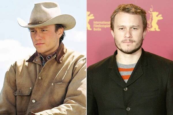 Heath Ledger as Ennis Del Mar in 'Brokeback Mountain'; Heath Ledger at the 56th Berlin International Film Festival in 2006