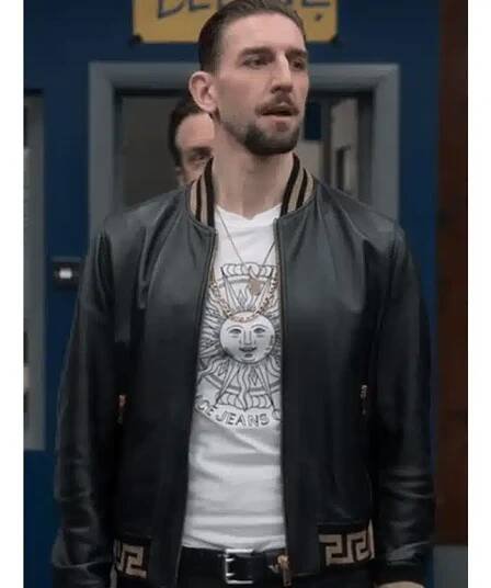 Ted Lasso Maximilian Osinski Bomber Leather Jacket front view