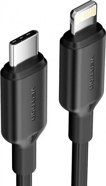 Vention USB 2.0 Type-C Male to Lightning Male 3A Cable 2M Black PVC Type
