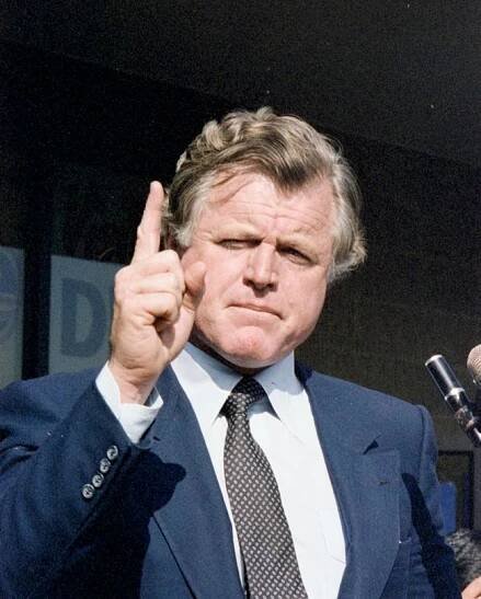 Senator Edward M. Kennedy delivers a speech