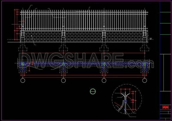 110.Gate and Fence DWG With Detailing For Free Download