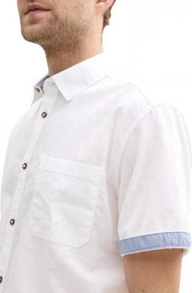 Pánská košile TOM TAILOR krátký rukáv bílá | EXE JEANS | Specialisté na džíny Mustang, Cross, Mavi a další