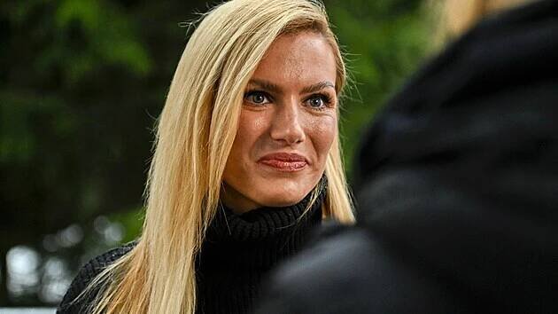 Gabriela Soukalová jako host mistrovství světa v biatlonu 2024 v Novém Městě na...