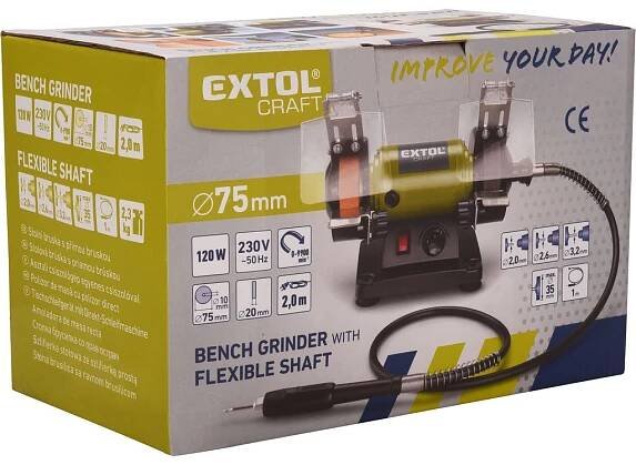 EXTOL Craft bruska stolní dvoukotoučová s přímou bruskou, 120W 410112 Druh napájení síťové