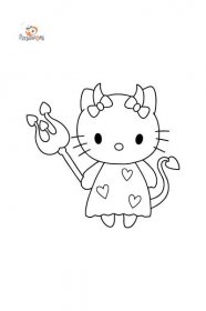 Omalovánka Hello Kitty ďábel Online a Tisk zdarma!