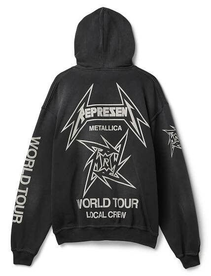 REPRESENT Metallica 40 Year Anniversary Zip-Thru Hoodie (Stained Black)