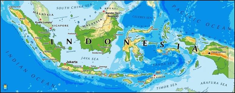 Indonesia Physical Map