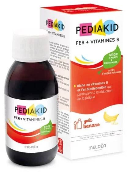 Pediakid Železo + B-komplex ve formě sirupu pro děti (banánová příchuť), 125 ml>