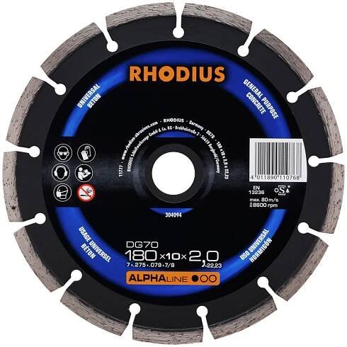 RHODIUS Diamantový rozbrušovací kotouč DG70 180 x 7,0 x 2,0 x 22,23 ALPHAline