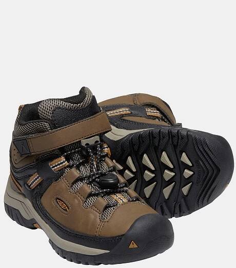 Keen Hnědé klučičí kožené zimní boty Keen Targhee