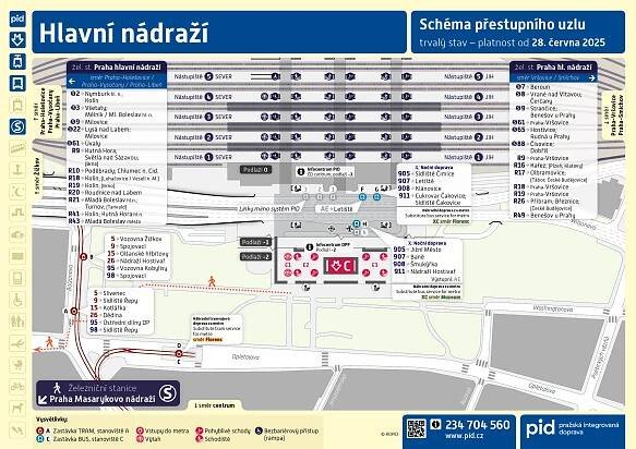 Mapa vlakového nádraží Praha hl.n.