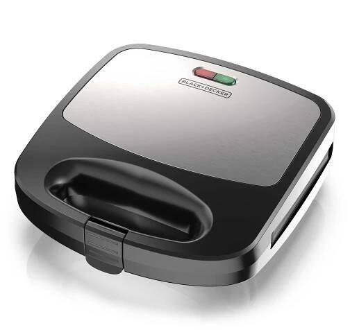 Black+Decker 3-v-1 WM2000SD 3-v-1 vafle, gril a sendvičovač, kompaktní design, černá/stříbrná
