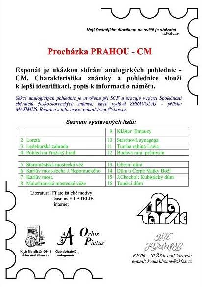 Filatelistický exponát: PROCHÁZKA PRAHOU - CM