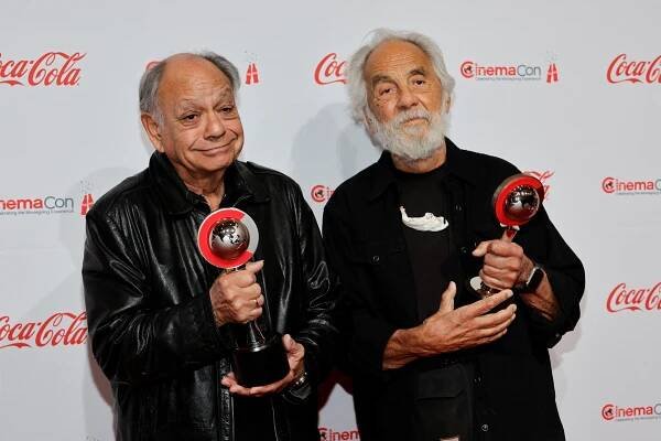 Cheech Marin and Tommy Chong with the Career Achievement in Comedy award at CinemaCon