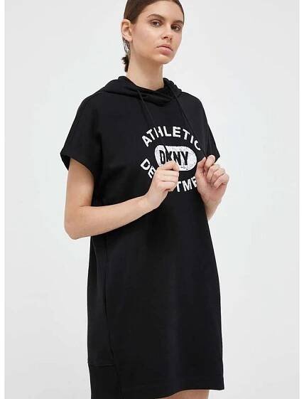 Šaty Dkny černá barva, mini, oversize