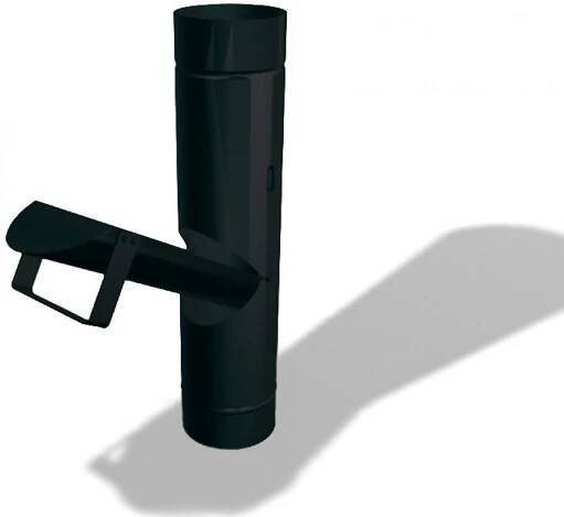 PREFA klapka na dešťovou vodu, Ø 80 mm, Černá P10 RAL 9005