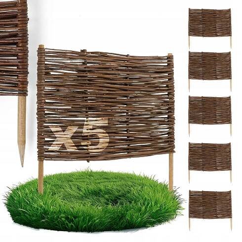 ZAHRADNÍ PALISÁDA 60 cm x 40 cm - 5 KUSŮ PROUTĚNÝ PLOT OBRUBNÍK VÝROBCE