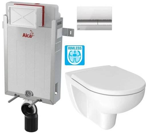 ALCADRAIN Renovmodul předstěnový instalační systém s chromovým tlačítkem M1721 + WC JIKA LYRA PLUS RIMLESS + SEDÁTKO DURAPLAST AM115/1000 M1721 LY1