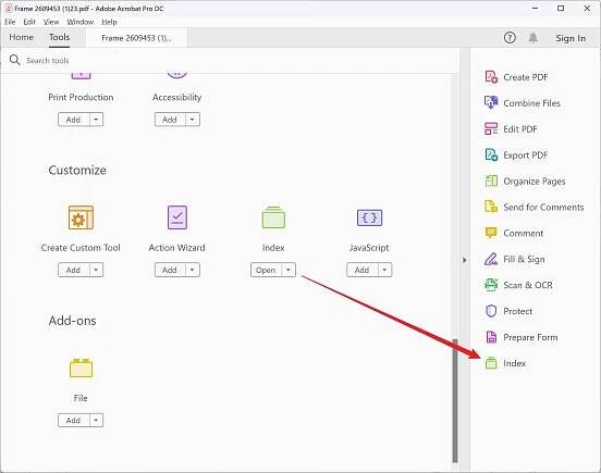 add index to pdf adobe