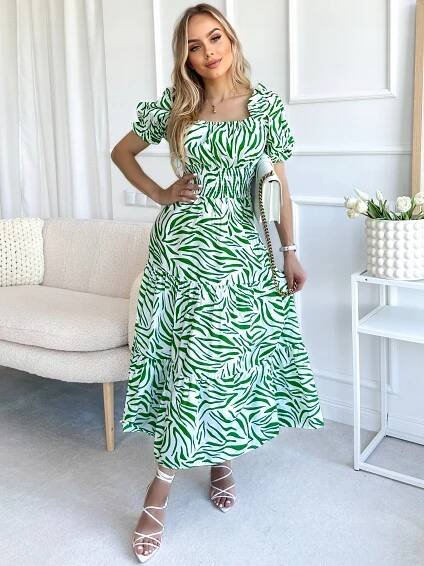 Letní ŠATY midi módní vzorované boho květy P442 Značka Awanti